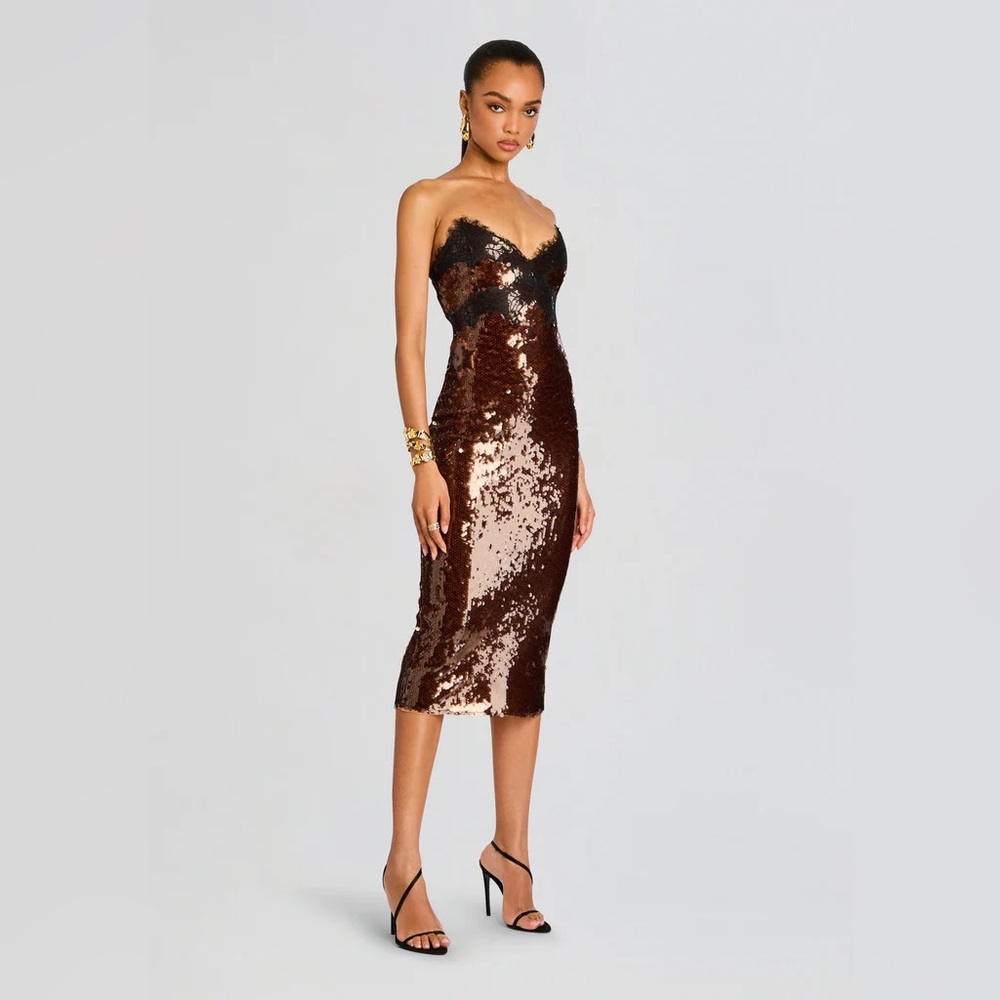 Retrofete Ellen Sequin Dress Size Small deep brown